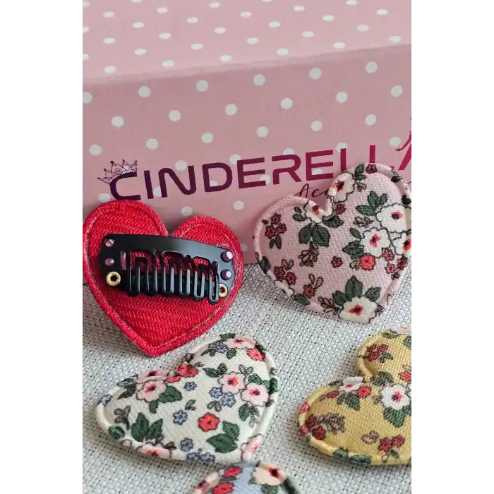 6lı Çiçekli Kalpli Saçsız Bebek Tokası - Hediyelik Kız Bebek Az Saçlı Yenidoğan Çıtçıtlı Toka Seti