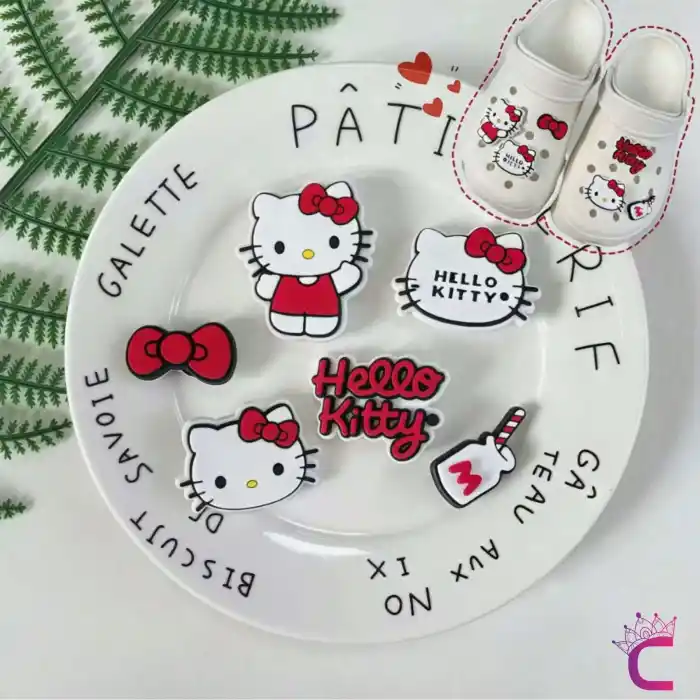 6lı Hello Kitty Çocuk Terlik Süsü Seti Jibbitz - Cross Charm Terlik Süsleri Crocks Aksesuar