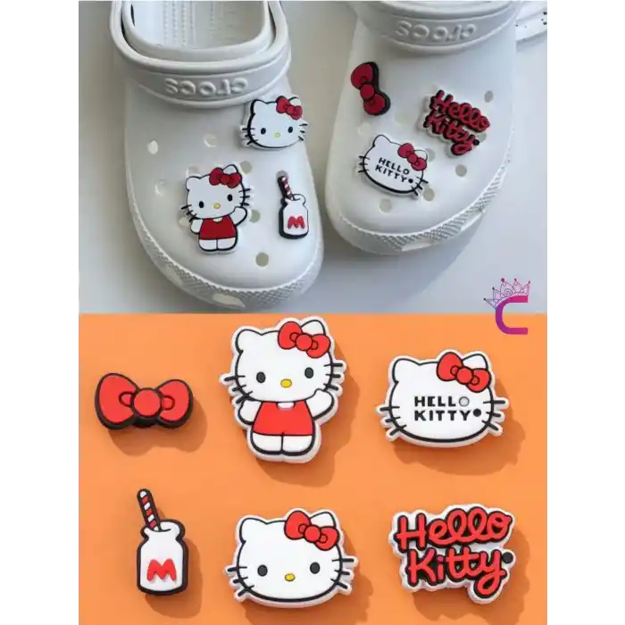6lı Hello Kitty Çocuk Terlik Süsü Seti Jibbitz - Cross Charm Terlik Süsleri Crocks Aksesuar