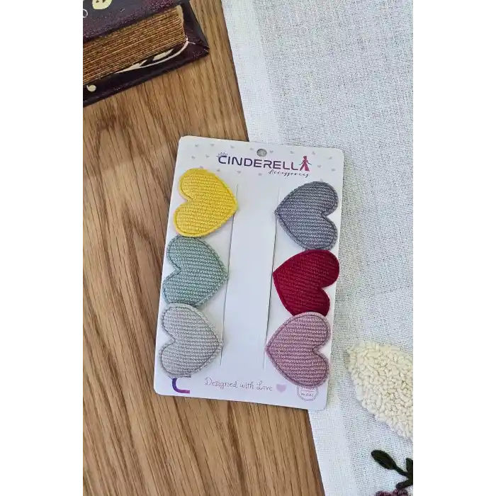 6lı Kalpli Saçsız Bebek Tokası 3.5 cm - Az Saçlı Kız Bebek Toka Seti Çıtçıtlı Yenidoğan Tokası