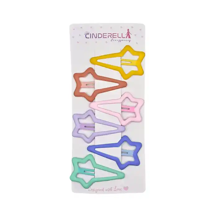 6lı Mat Soft Renkli Kayan Yıldız Çıt Çıt Toka Seti - Kız Çocuk Yıldızlı Çıtçıtlı Yan Saç Tokası