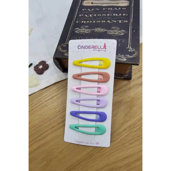 6lı Mat Soft Renkli Klasik Model Çıtçıt Toka Seti - Kız Çocuk Çıtçıtlı Yan Saç Tokası