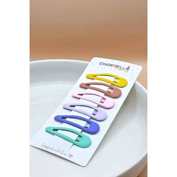 6lı Mat Soft Renkli Klasik Model Çıtçıt Toka Seti - Kız Çocuk Çıtçıtlı Yan Saç Tokası
