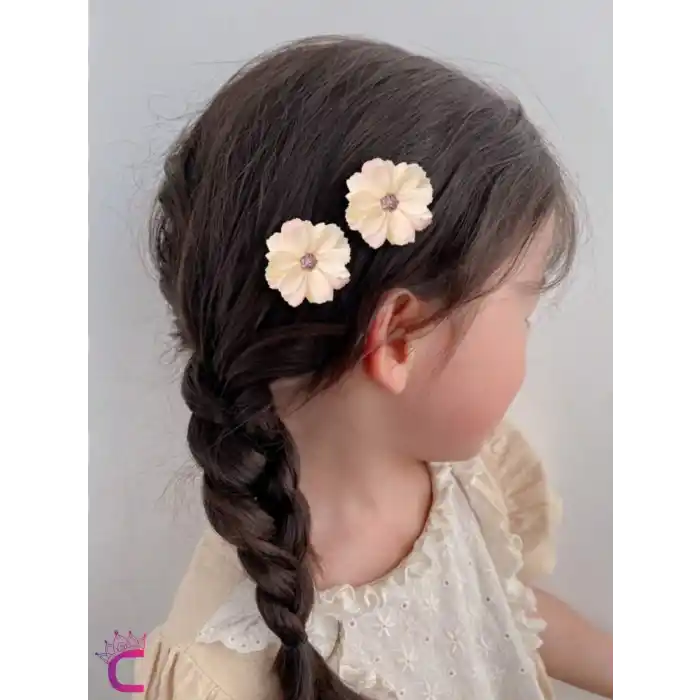 6lı Soft Papatya Çiçekli Saç Tokası - Beyaz Pembe Renkli Saç Süsü Klipsli Pens Toka Seti
