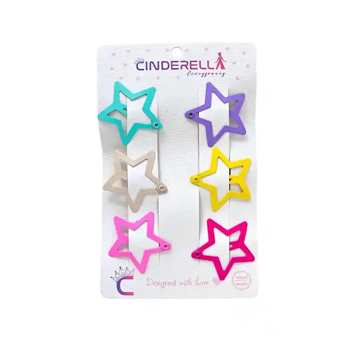 6lı Yıldız Çıtçıtlı Toka Pastel Renkli - Yıldız Çıt Çıt Toka Seti - Yıldızlı Çıtçıt Toka