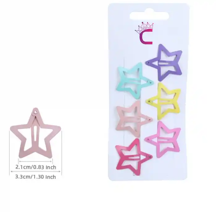 6lı Yıldız Çıtçıtlı Toka Pastel Renkli - Yıldız Çıt Çıt Toka Seti - Yıldızlı Çıtçıt Toka