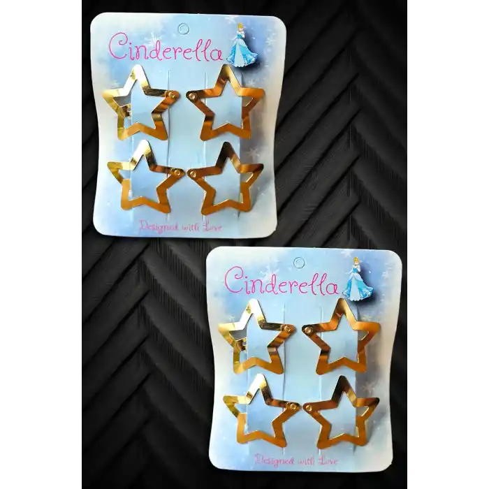 8li Gold Yıldız Çıt Çıt Toka - Y2k Star Yıldızlı Çıtçıt Toka