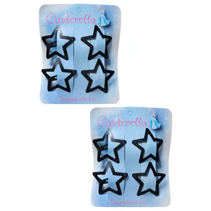 8li Siyah Yıldız Çıt Çıt Toka - Y2k Star Yıldız Çıtçıtlı Toka