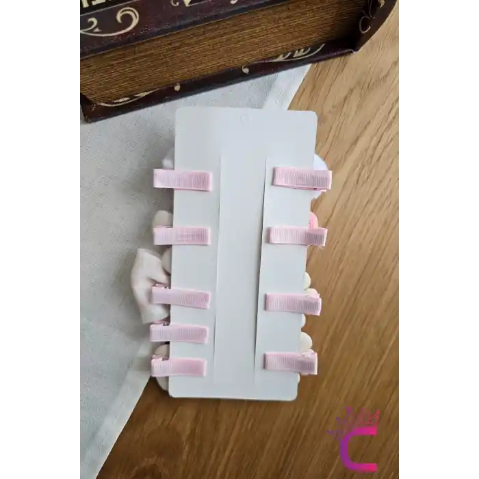 9lu Beyaz Tavşanlı Yumuşak Kız Bebek Pens Toka Seti - Kurdeleli Kalpli Çiçekli Çocuk Saç Tokası