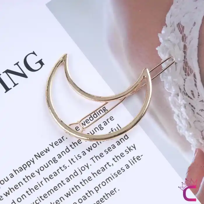 Ay Tasarım Gold Metal Kıstırmalı Toka 6 cm - Zarif Klipsli Yan Saç Tokası