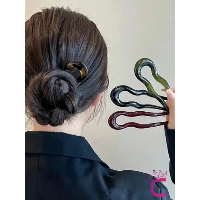 Bordo Geometrik Tasarım Asetat Kadın Saç Topuz Tokası 12.5 cm - Çubuk Toka Saç Çubuğu Aksesuar