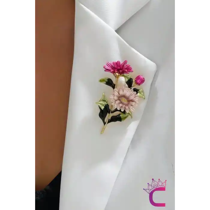Dekoratif Kore Tarzı Çiçekli Kadın Broş Arkadaşa İş Hediyesi Hediyelik Elbise Ceket Yaka İğnesi Broş