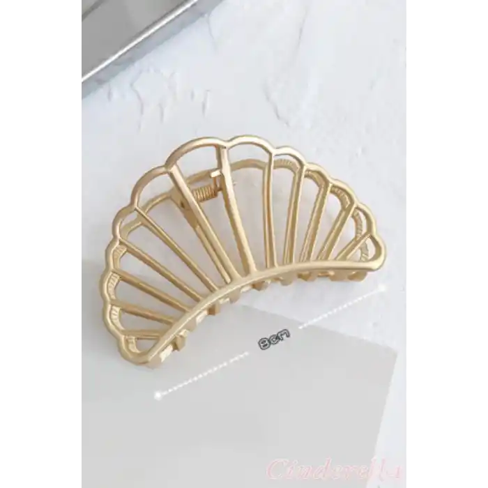 Deniz Kabuğu Model Kadın Gold Metal Mandal Toka - Orta Boy Sıkı Toplayan Lüks Mandal Saç Tokası