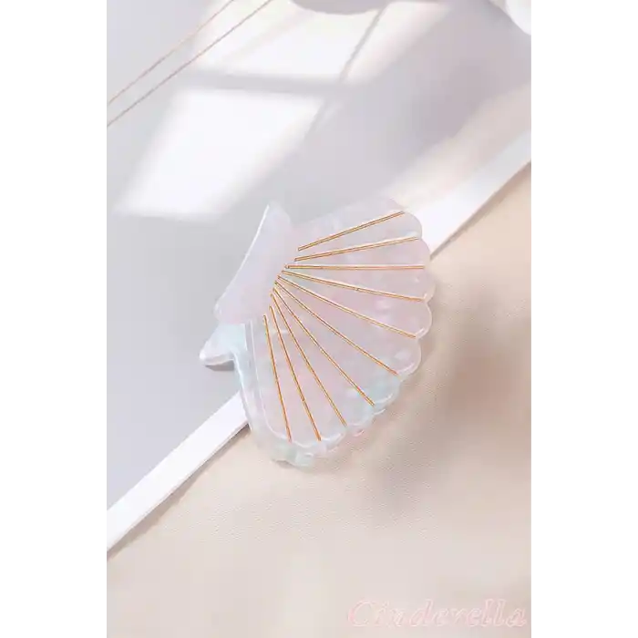 Deniz Kabuğu Model Orta Boy Asetat Mandal Toka 6.5cm - Trend Kadın Mandallı Saç Topuz Tokası Model-3