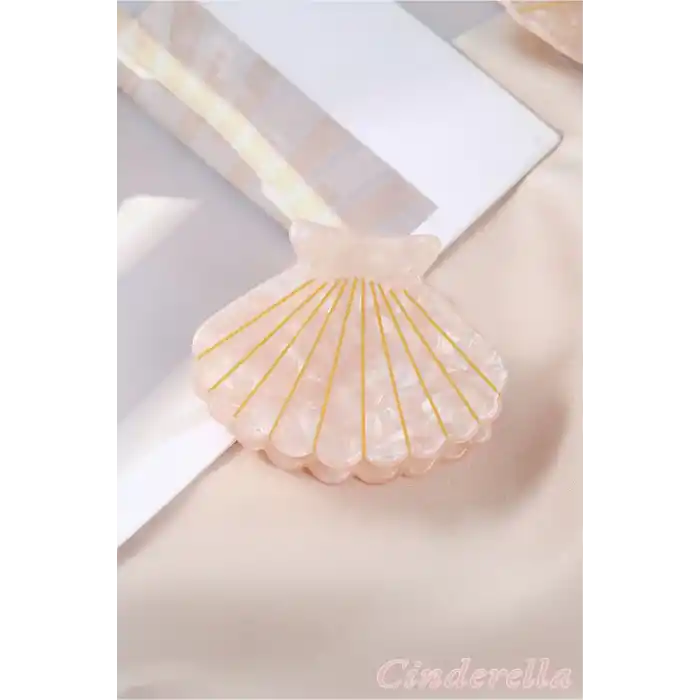 Deniz Kabuğu Model Orta Boy Asetat Mandal Toka 6.5cm - Trend Kadın Mandallı Saç Topuz Tokası Model-4