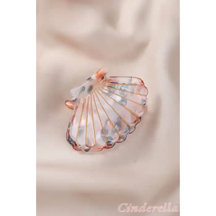 Deniz Kabuğu Model Orta Boy Asetat Mandal Toka 6.5cm - Trend Kadın Mandallı Saç Topuz Tokası Model-5