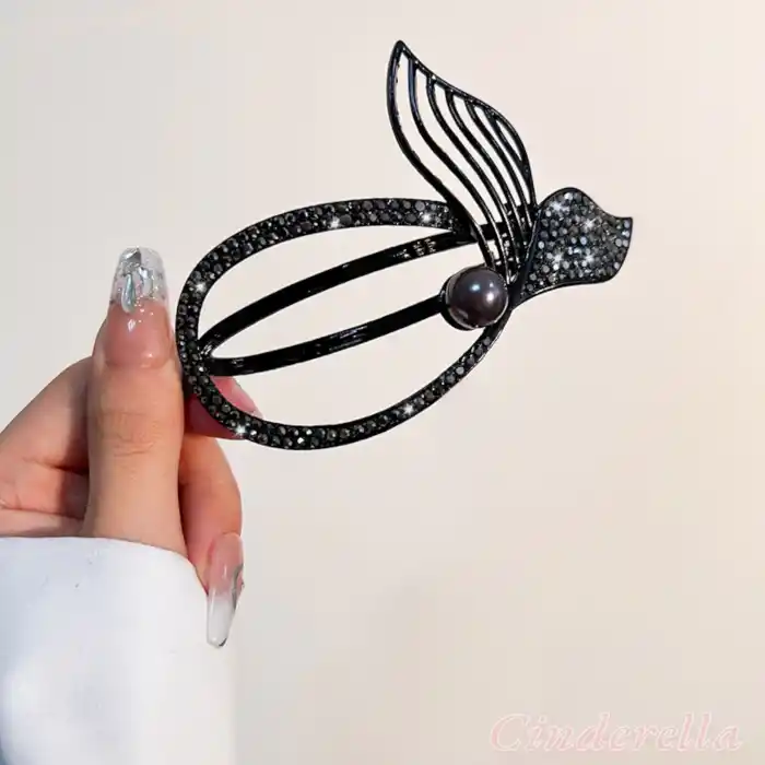 Denizkızı Kuyruğu Model Metal Klipsli Topuz Tokası Siyah - Trend Kadın Kıstırmalı Saç Tokası