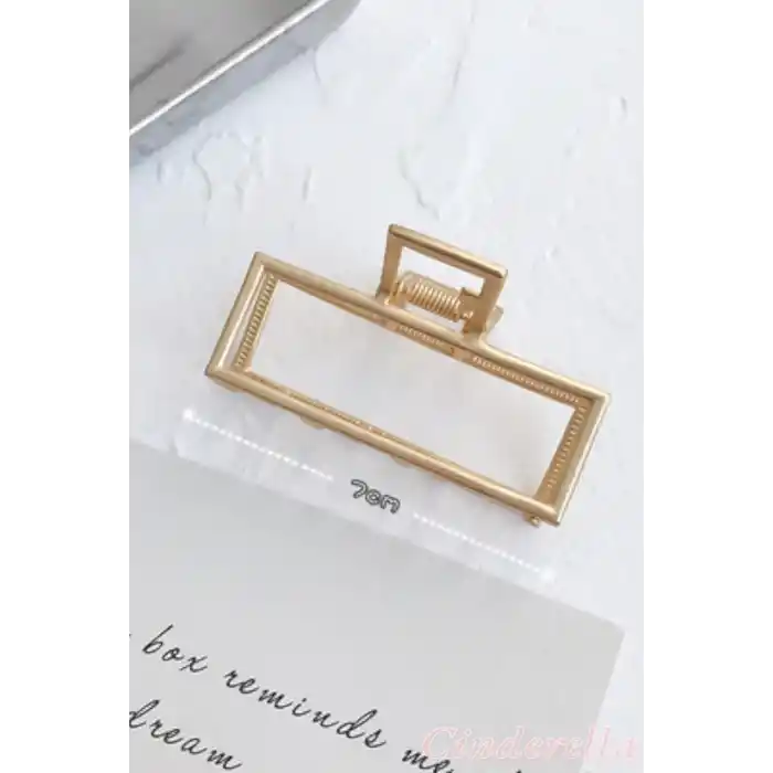 Dikdörtgen Model Kadın Gold Metal Mandal Toka - Orta Boy Sıkı Toplayan Lüks Mandal Saç Tokası