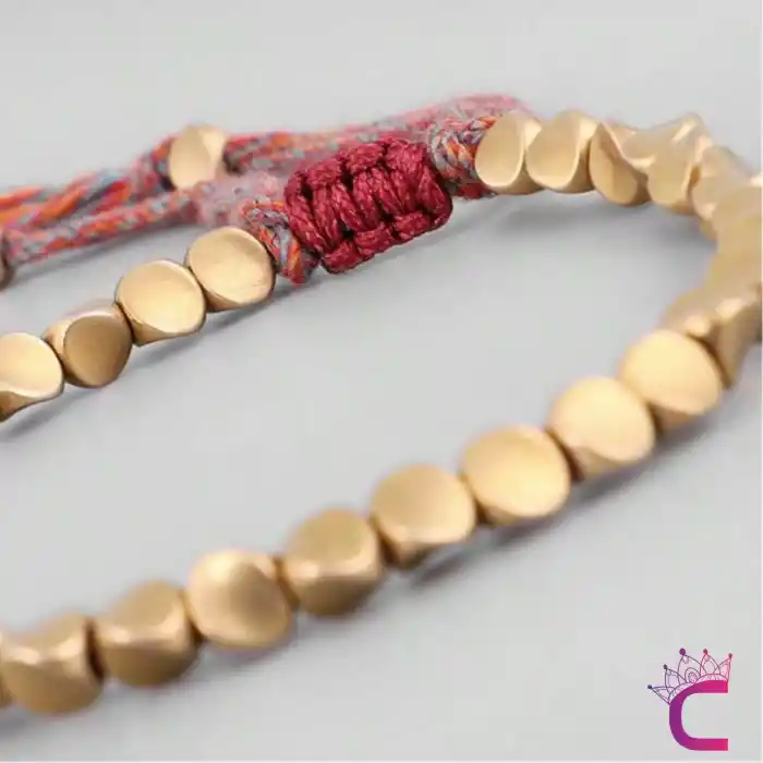 El Yapımı Örgülü Vintage Erkek Bakır Boncuk Bileklik - Ayarlanabilir İpli Halatlı Şans Bilekliği