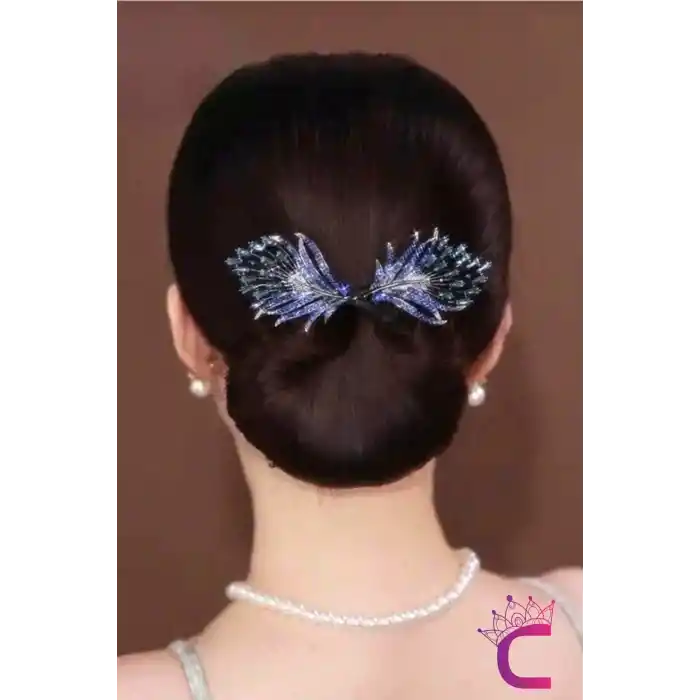 Elegance Kristal Taşlı Kadın Kolay Toplanabilir Telli Topuz Tokası - Düğün Nişan Saç Aksesuarı