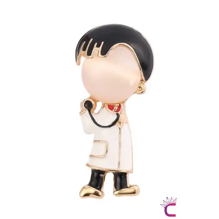 Erkek Doktor Broş - Hediyelik Takı Aksesuar Charm Çanta Süsü Ceket Yaka İğnesi Rozeti Meslek Broşu