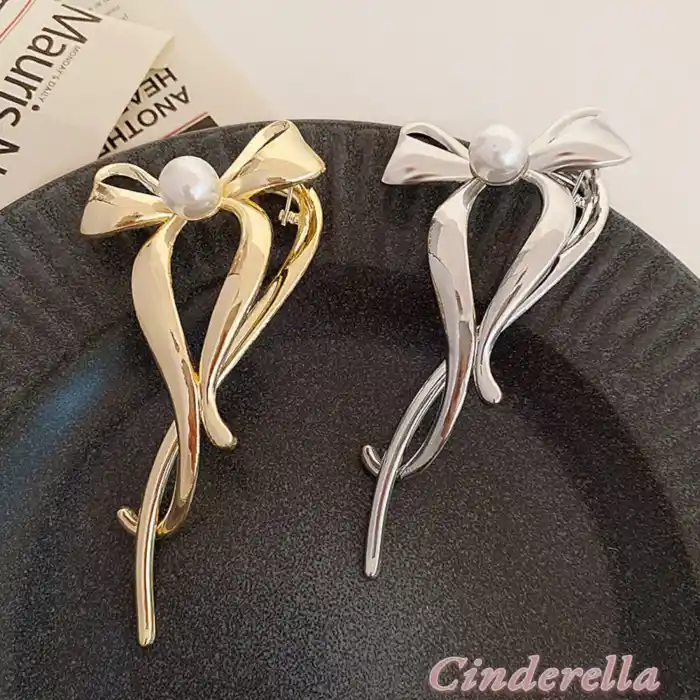 Fiyonk Model İncili Klipsli Topuz Tokası Metal Gold - Yeni Tarz Kadın Kıstırmalı Klips Saç Tokası