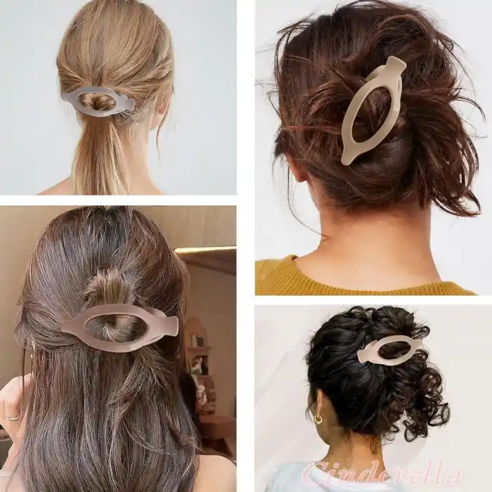 Fransız Stil Balık Sırtı Kadın Saç Topuz Tokası Kahve - Güçlü Tutan Kavisli Klips Pens Toka