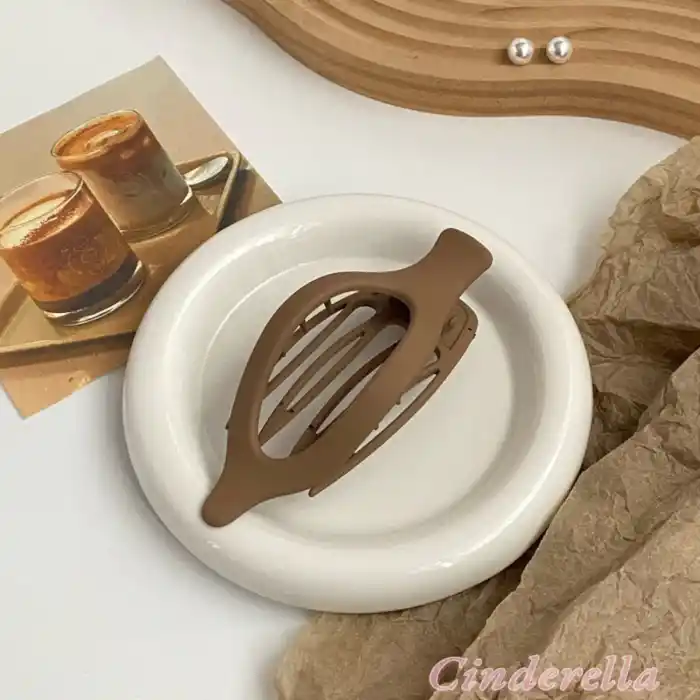 Fransız Stil Balık Sırtı Kadın Saç Topuz Tokası Sütlü Kahve - Güçlü Tutan Kavisli Klips Pens Toka