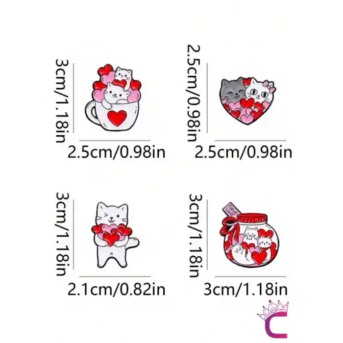 Full of Love Sevimli Kalpli Kedi Pin Broş - Hediyelik Aşk Sevgili Arkadaş Çanta Şapka Süsü Rozeti