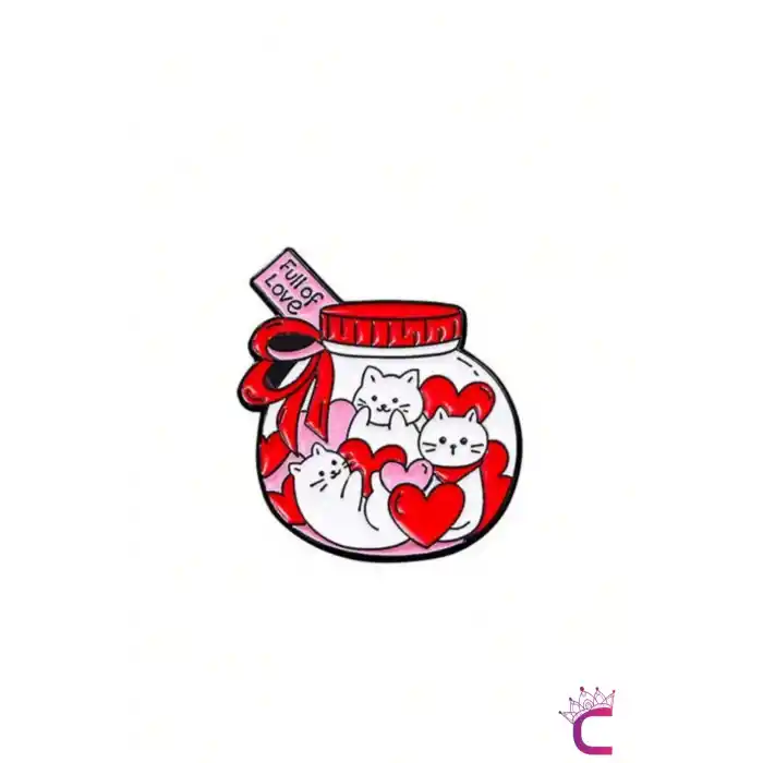 Full of Love Sevimli Kalpli Kedi Pin Broş - Hediyelik Aşk Sevgili Arkadaş Çanta Şapka Süsü Rozeti