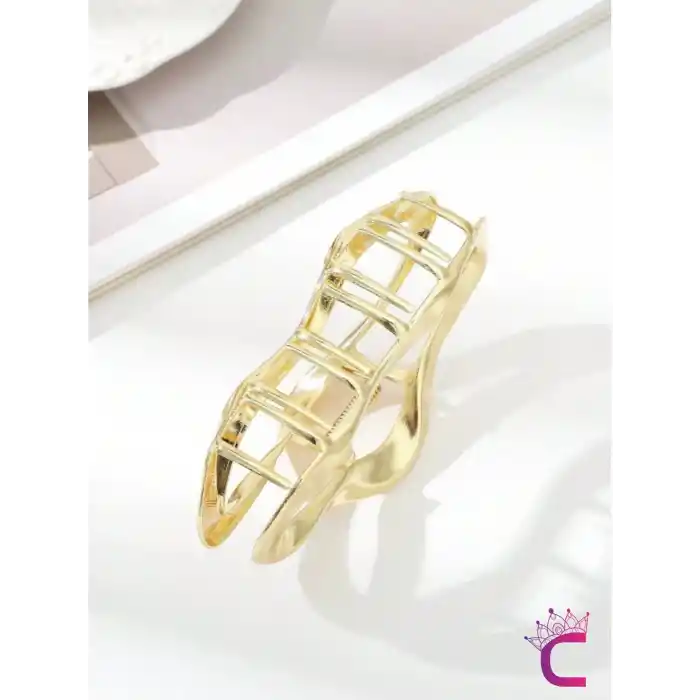 Geometrik Tasarım Gold Kadın Metal Mandal Toka 11 cm - Yeni Trend Zarif Mandallı Saç Topuz Tokası