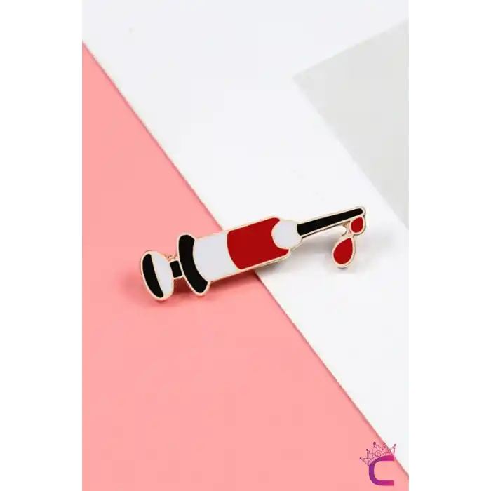 Hemşire Sağlıkçı Doktor Şırınga Pin Broş - Charm Çanta Süsü Ceket Yaka İğnesi Rozeti Meslek Broşu