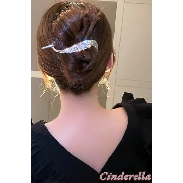 Kadın Kristal Taşlı Gold Klips Toka - Lüks Yeni Sezon Kıstırmalı Topuz Saç Tokası