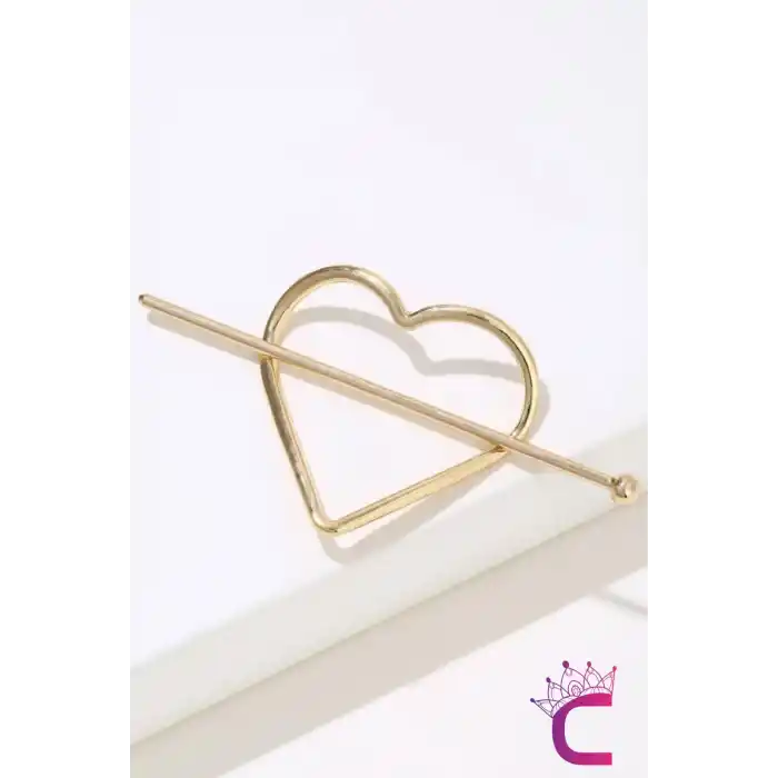 Kalp Tasarım Gold Metal Topuz Tokası - Kadın Aksesuar Kalpli Topuz Çubuk Toka Saç Çubuğu