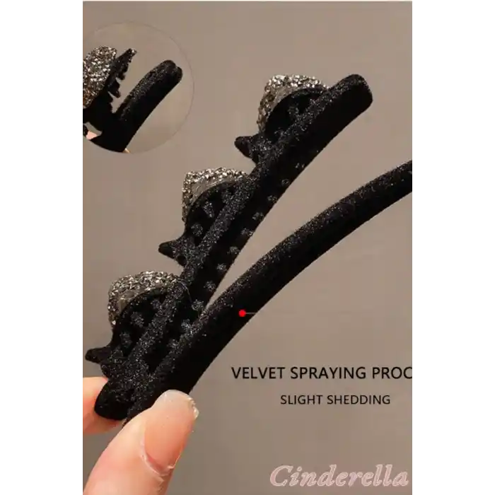 Saç Bükücü Kadife Dokulu Yan Saç Tokası Kahve - Mini Taşlı Yumuşak Klips Pens Toka Saç Aksesuarı