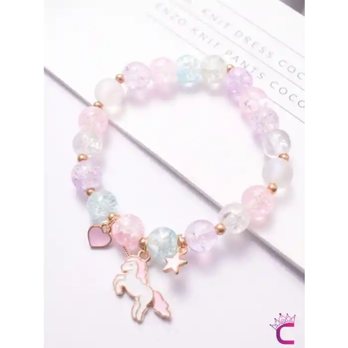Kalpli Yıldızlı Unicorn Aytaşı Boncuklu Kız Çocuk Bileklik - Doğum Günü Hediyesi Hediyelik Aksesuar