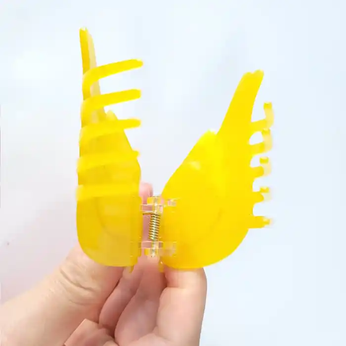 Kanarya Model Lüks Asetat Orta Boy Kemik Mandal Toka 7.5cm - Yazlık Sezon Mandallı Saç Topuz Tokası