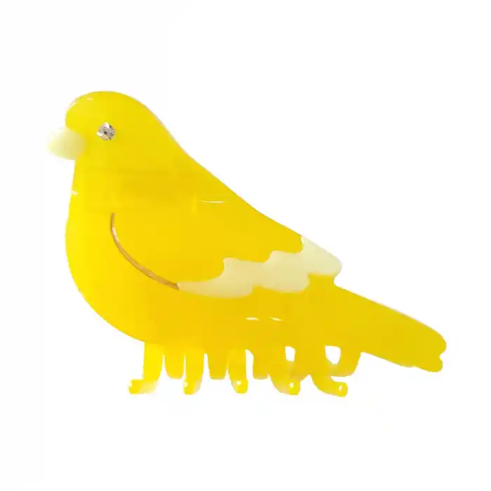 Kanarya Model Lüks Asetat Orta Boy Kemik Mandal Toka 7.5cm - Yazlık Sezon Mandallı Saç Topuz Tokası