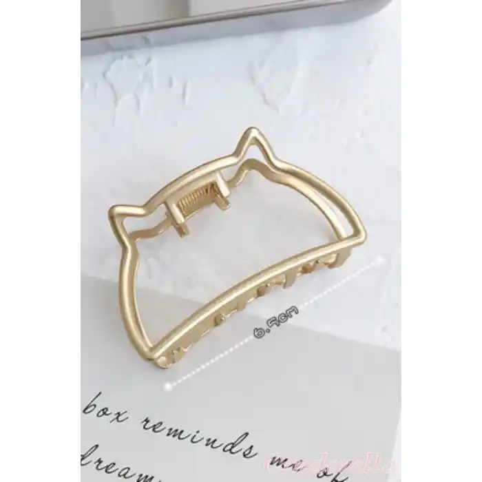 Kedi Model Kadın Gold Metal Mandal Toka - Orta Boy Sıkı Toplayan Lüks Mandal Saç Tokası