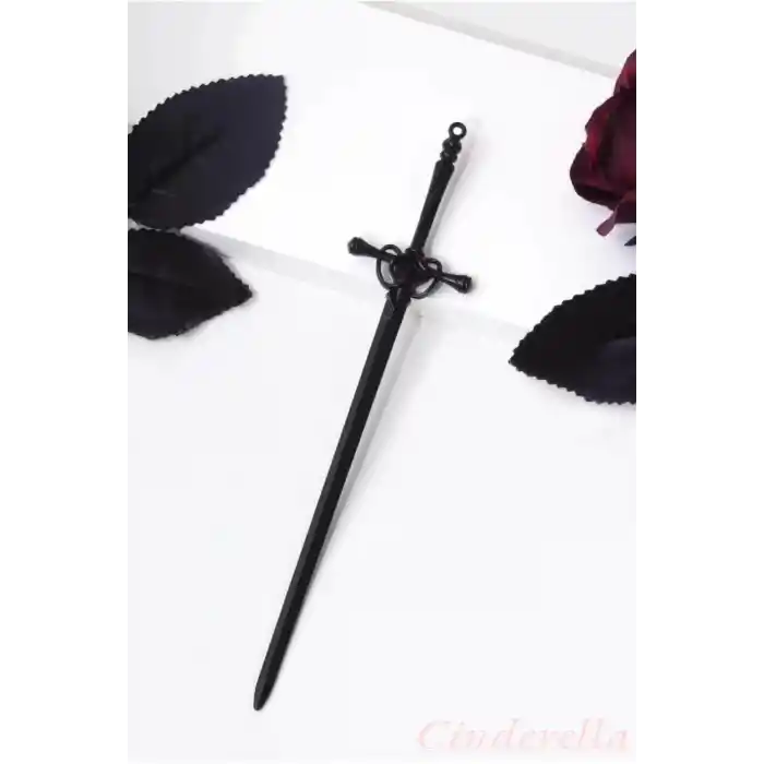 Kılıç Tasarım Kadın Moda Siyah Metal Topuz Tokası 20cm - Sade ve Zarif Uzun Saç Topuz Çubuğu