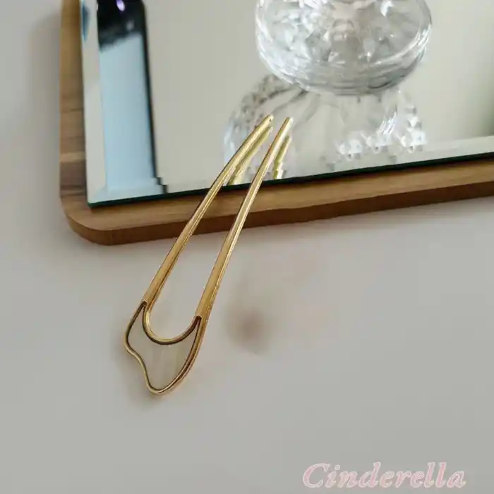 Kıvrımlı Yeni Model Beyaz Detaylı Metal Topuz Tokası - Çubuk Saç Topuz Tokası