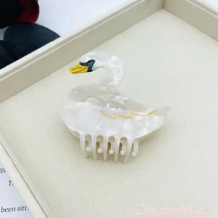 Kuğu Model Lüks Asetat Kemik Mandal Toka 8.5cm - Yaz Sezonu Kadın Mandallı Saç Tokası