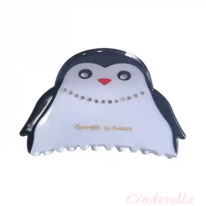 La France Penguen Lüks Asetat Orta Boy Kemik Mandal Toka 7cm - Mandallı Saç Topuz Tokası