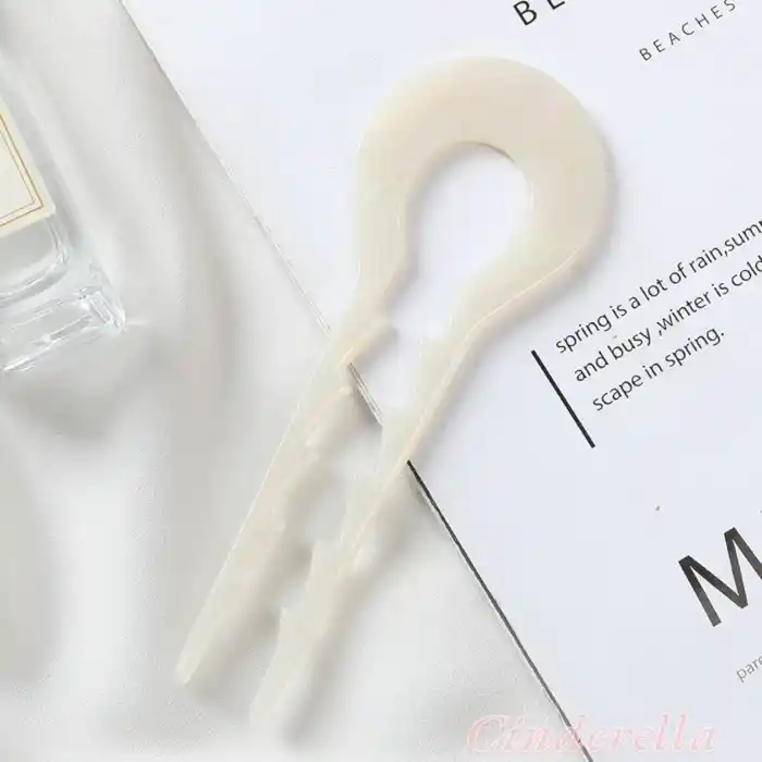 Lazer Beyaz Model France-Handmade Asetat Topuz Tokası - Gür Saçlara Uygun Çubuk Saç Topuz Tokası