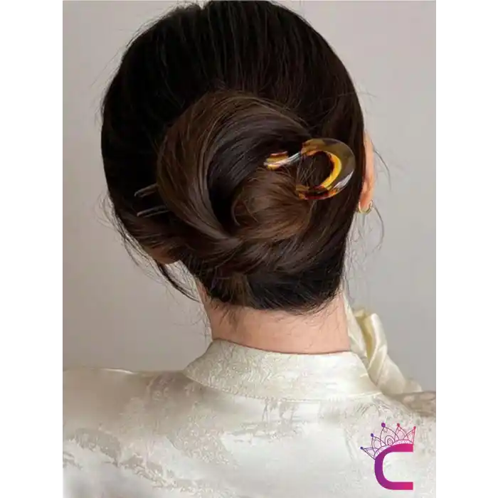 Leopar Desen Geometrik Tasarım Asetat Kadın Saç Topuz Tokası 12.5 cm - Çubuk Toka Saç Çubuğu