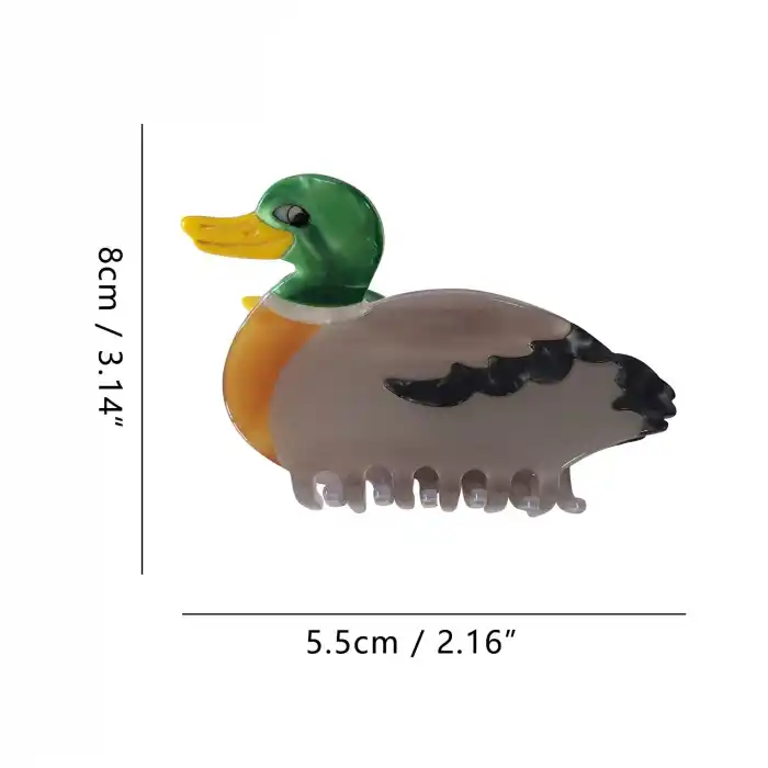 Mandalina Ördeği Model Lüks Asetat Kemik Mandal Toka 8cm - Yazlık Deniz Kadın Mandallı Saç Tokası