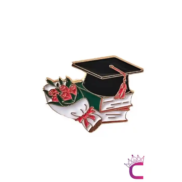 Mezuniyet Kepi Çiçek Kitap Tasarım Öğrenci Broş - Hediyelik Yaka Rozeti Arkadaşa Elbise Yaka İğnesi