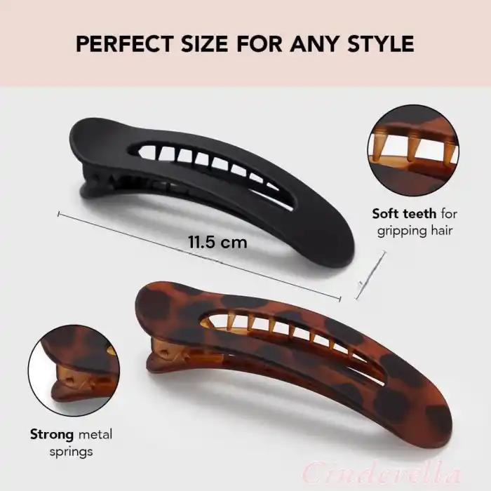 Modern Kadın Timsah Model Büyük Pens Saç Tokası Siyah - Yeni Trend Güçlü Sıkı Tutan Topuz Toka