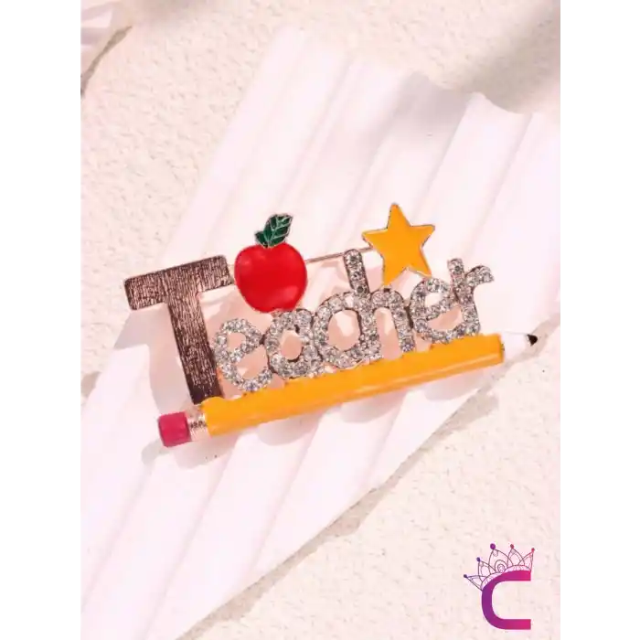 Öğretmen Teacher Tasarım Broş - Hediyelik Öğretmenler Günü Ceket Yaka İğnesi Broşu