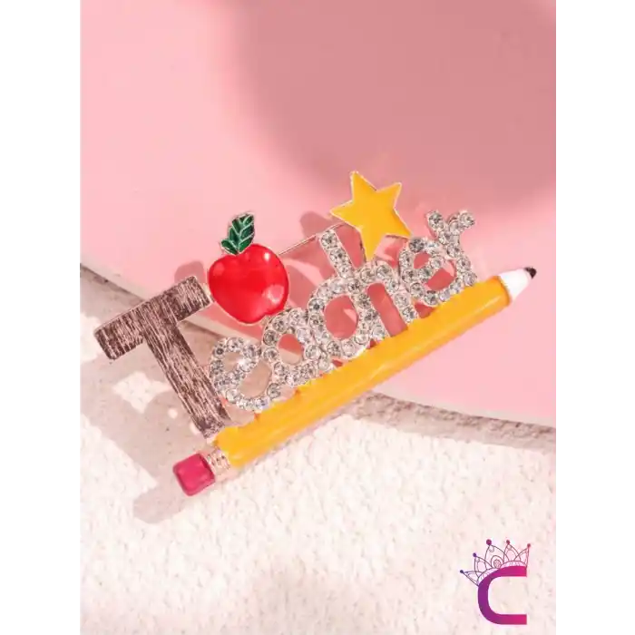 Öğretmen Teacher Tasarım Broş - Hediyelik Öğretmenler Günü Ceket Yaka İğnesi Broşu